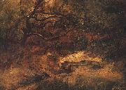 Maksymilian Gierymski Apple-tree over stream oil painting on canvas
